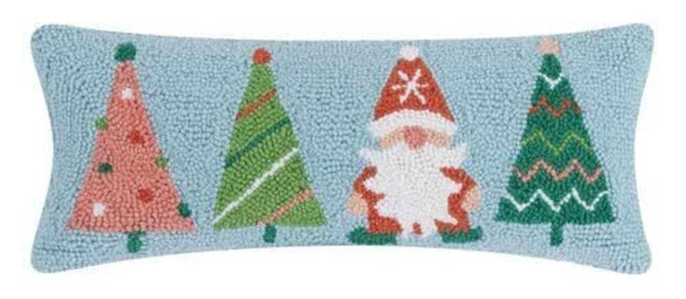 3950 Gnome and Trees 8" x 20" Hooked Pillow - 31TG1168C20OB